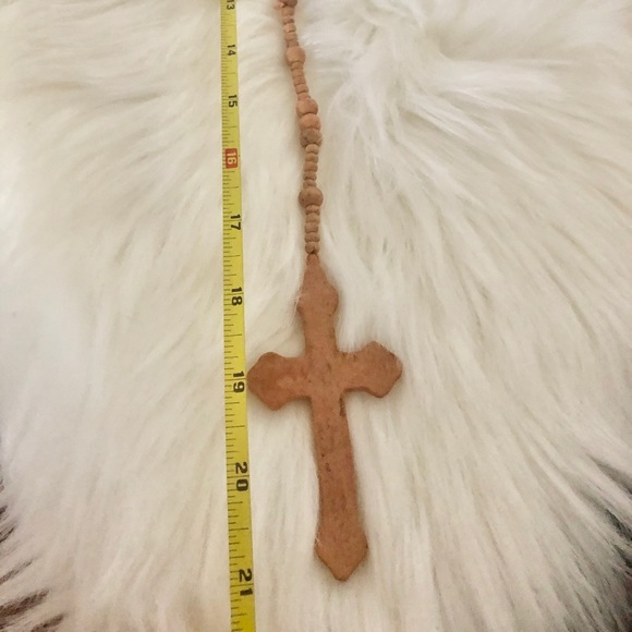Vintage Wooden Rosary Necklace and Cross - Picture 3 of 3